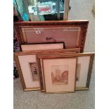 7 framed paintings and drawings