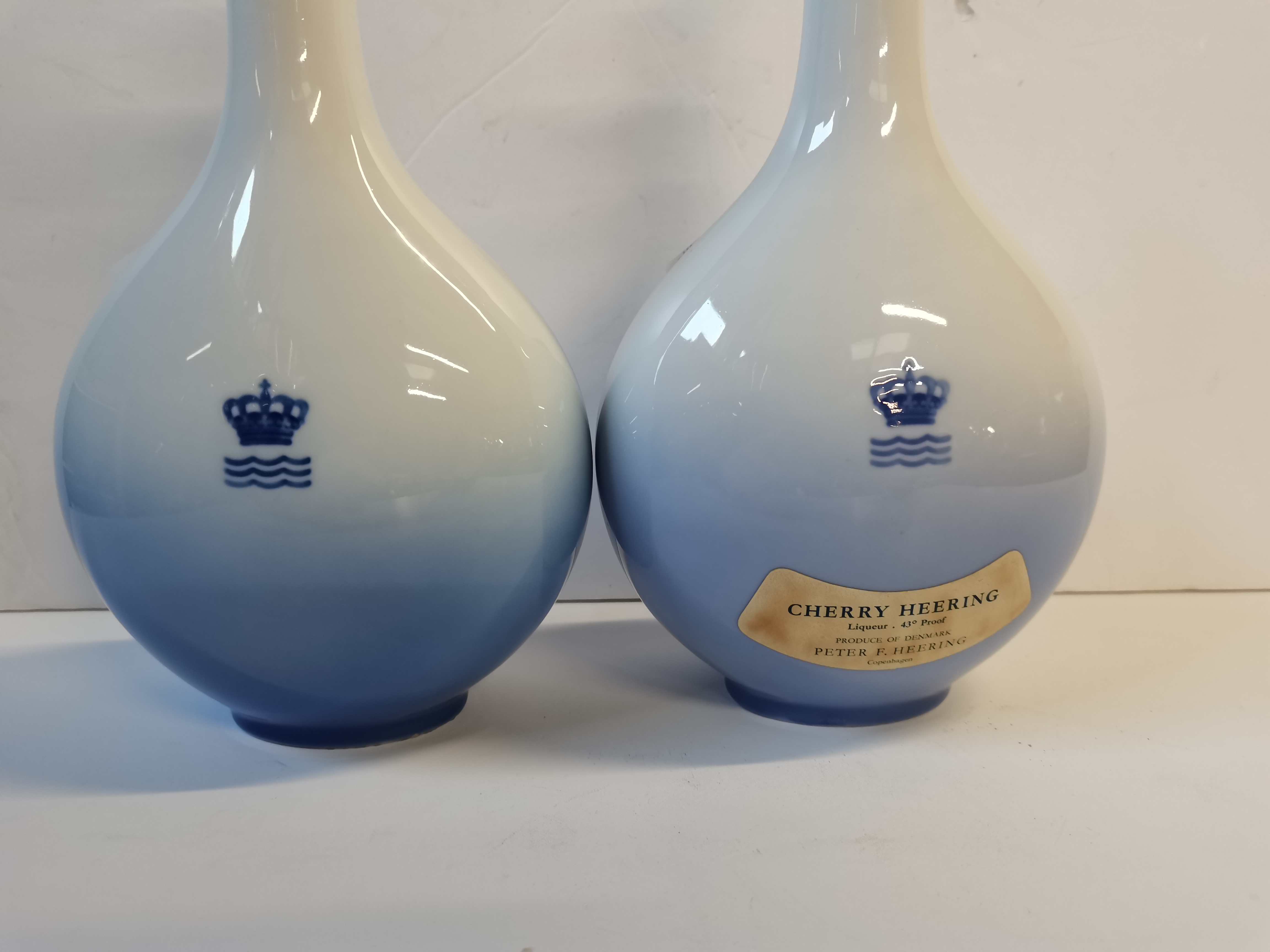 Pair of Vienna Style lidded vases 11cm ht plus Two Royal Copenhagen Decanters - Image 2 of 9