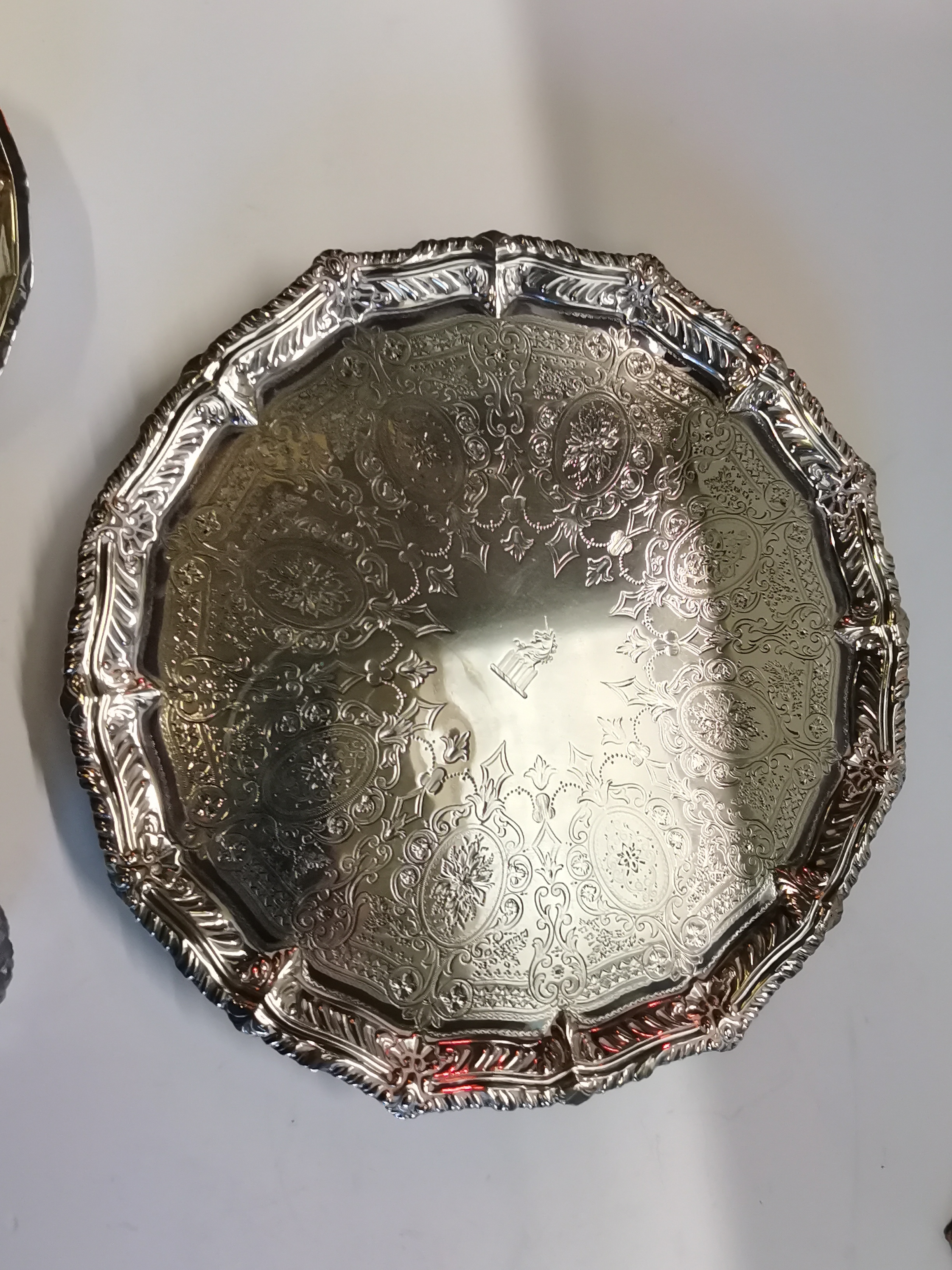 Silver plated salver and silver items - Image 2 of 2