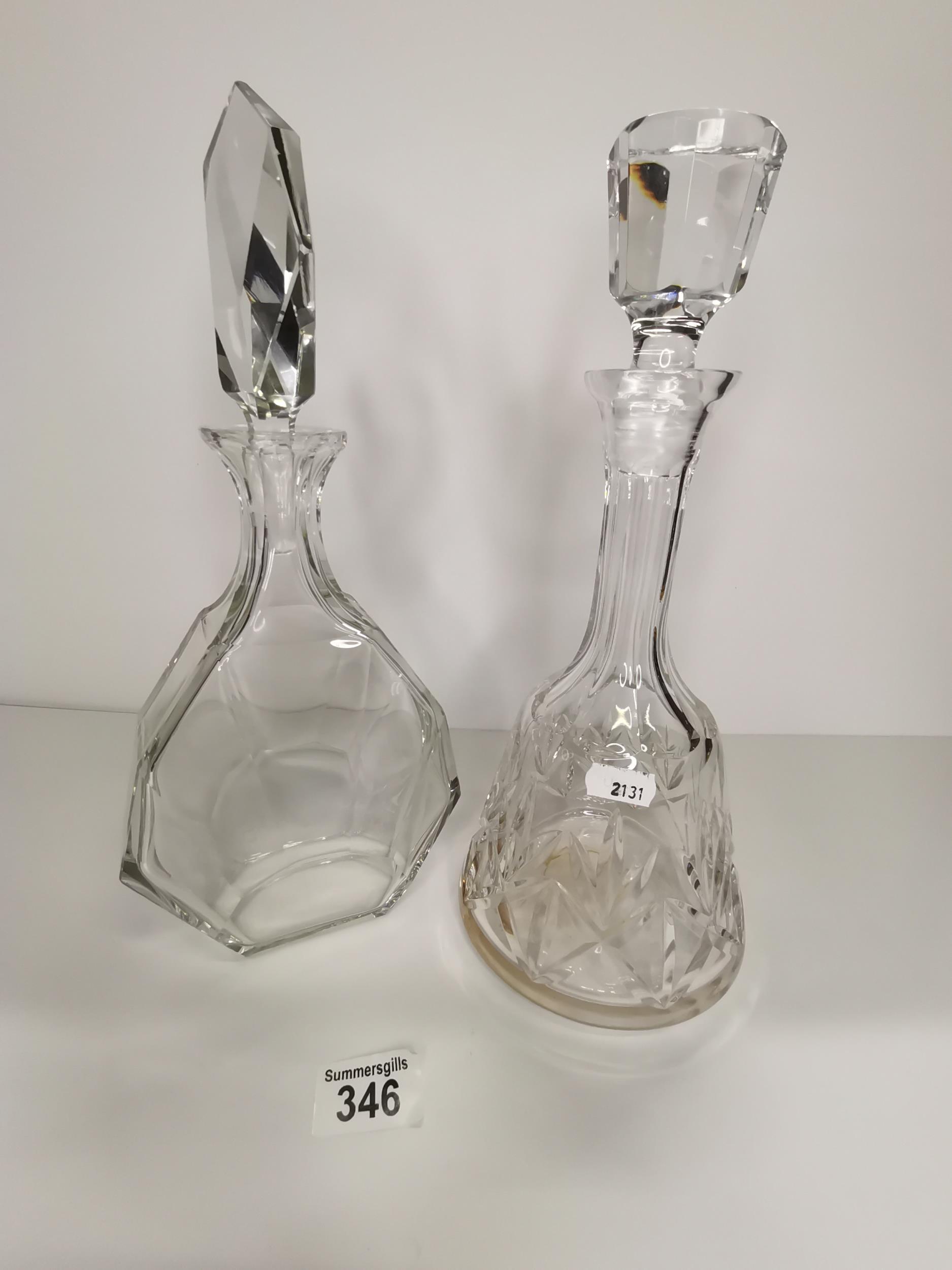 x2 cut glass decanters