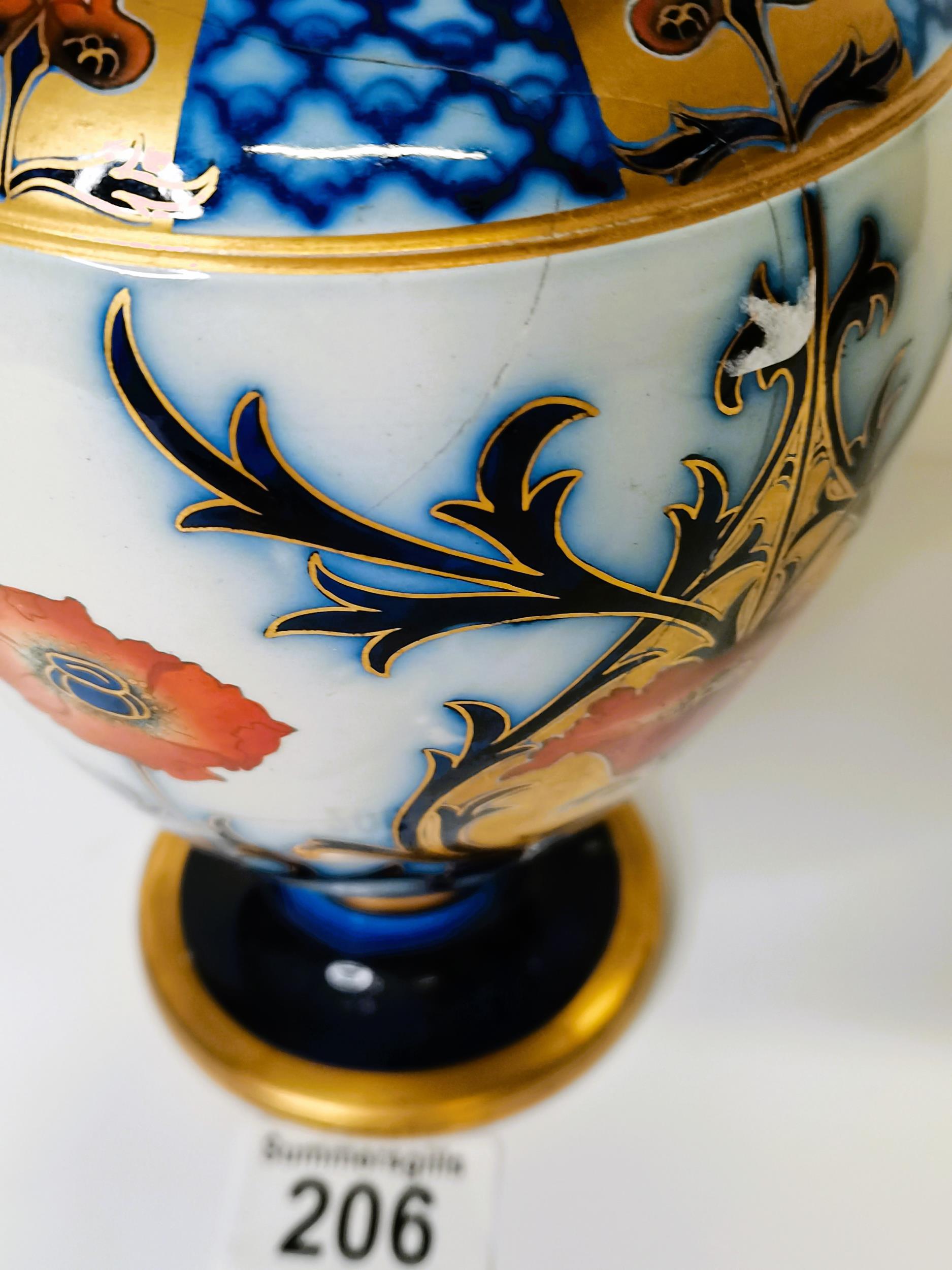 Macintyre early Moorcroft Aurelian vase poppy pattern (repaired) - Image 2 of 3