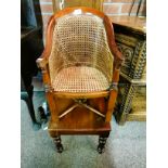 Antique mahogany Childs chair on stand good condition