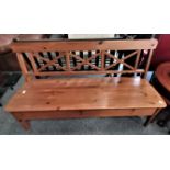 Pine bench with storage under seat 150cm