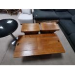 2 x Oak sofa side tables plus matching coffee table