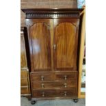 Antique Mahogany Linen press with internal sliding drawers - W105cm x D50cm x H207cm