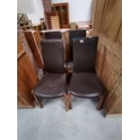 x 4 leather seated dining chairs and floor standing lamp