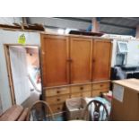 Antique Large Oak shop storage cupboard and drawers