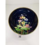Crown Devon blue bowl with flowers (slight hairlin