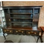 Antique dark oak Georgian dresser W200cm x D56cm x H187cm