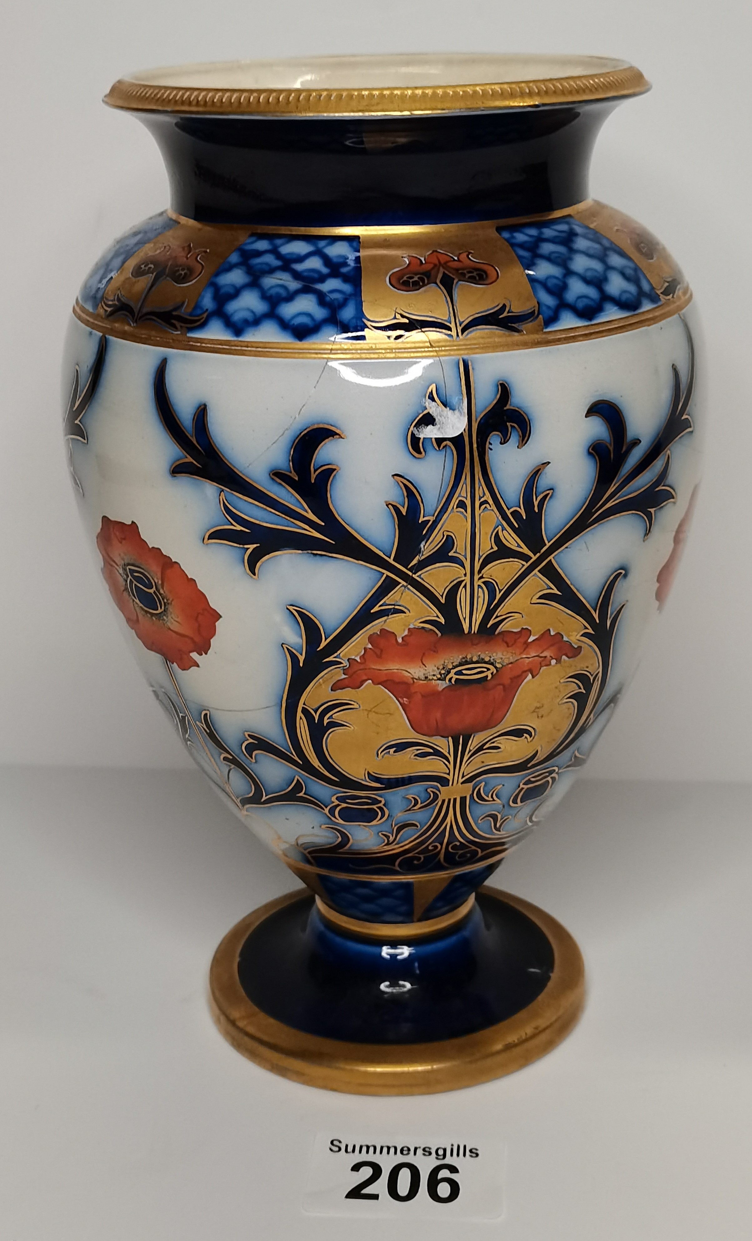 Macintyre early Moorcroft Aurelian vase poppy pattern (repaired)