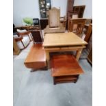 2 x coffee tables, bamboo rocking chair and extendable kitchen table