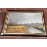 Framed Oil of Helperby by Stephen Maude