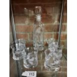Gleneagles glass decanter and x6 whisky glasses with Thistle pattern