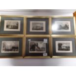 Set of 6 Antique prints of Stately homes in gilt frames