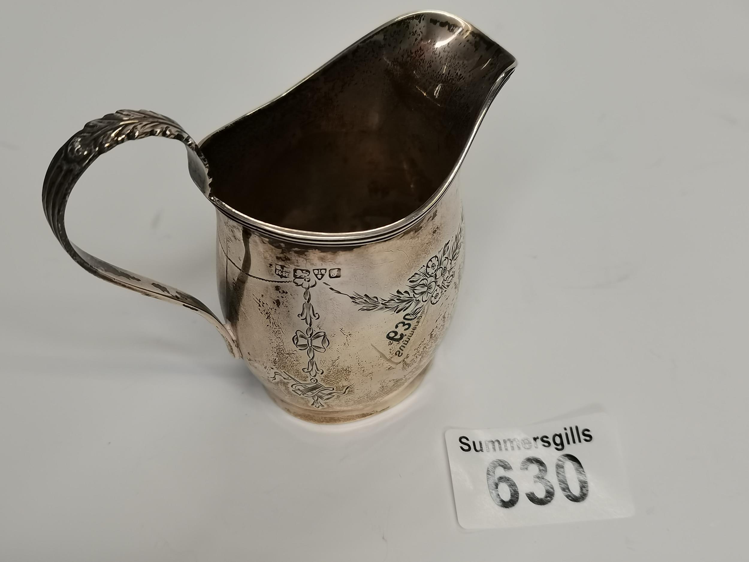 Silver Milk Jug, Sugar bowl and tongs - Image 3 of 4