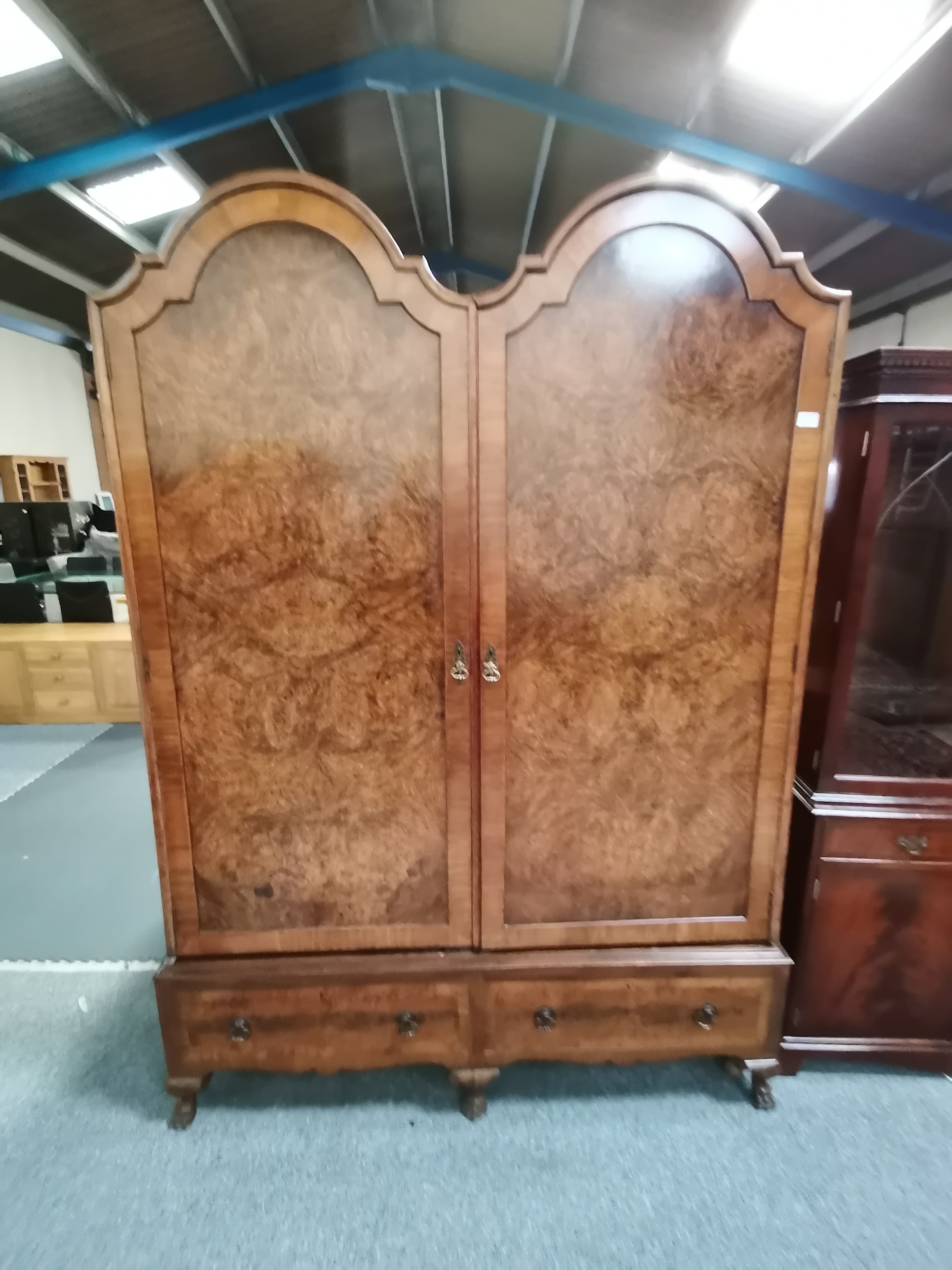 Top quality 20th century walnut double wardrobe