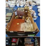 Boxed Cutlery, pictures and brass items