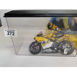 model Yamaha bike with Rossi plus signed Rossi flag