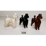 Rare Beswick chocolate Poodle Model 1386 plus black and white poodle
