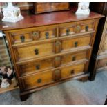 Antique oak Jacobean style 4 height chest with bracket feet