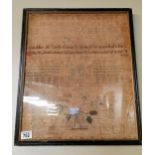 An Antique sampler 55cm x 45cm in frame 1800s colours faded