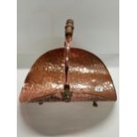 Vintage Medium Size Copper and Brass Log Basket/Bucket with Lion Details
