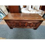 Quality oak carved blanket box ( top marked )