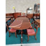 Mahogany extending dining table with chairs