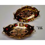 x2 Royal crown Derby oval trinket dishes - 1128 XLIII