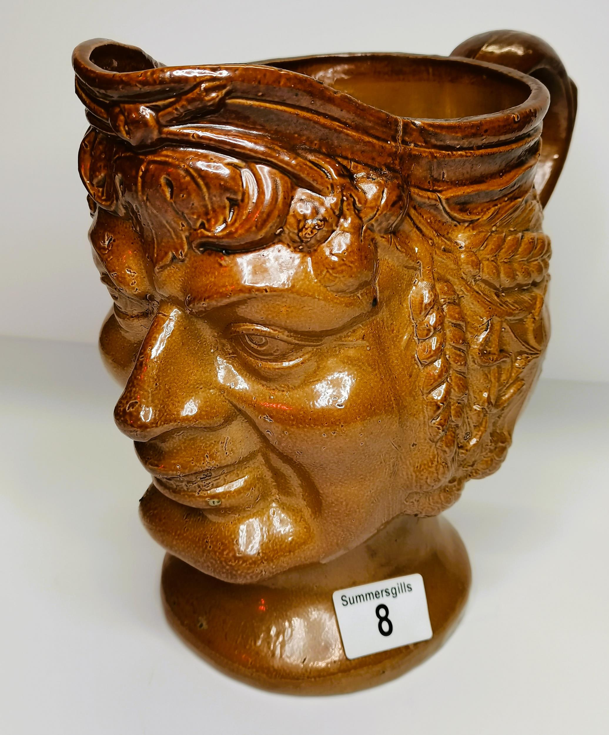 Large English Salt glazed jug of Bacchus 25cm - Image 2 of 2