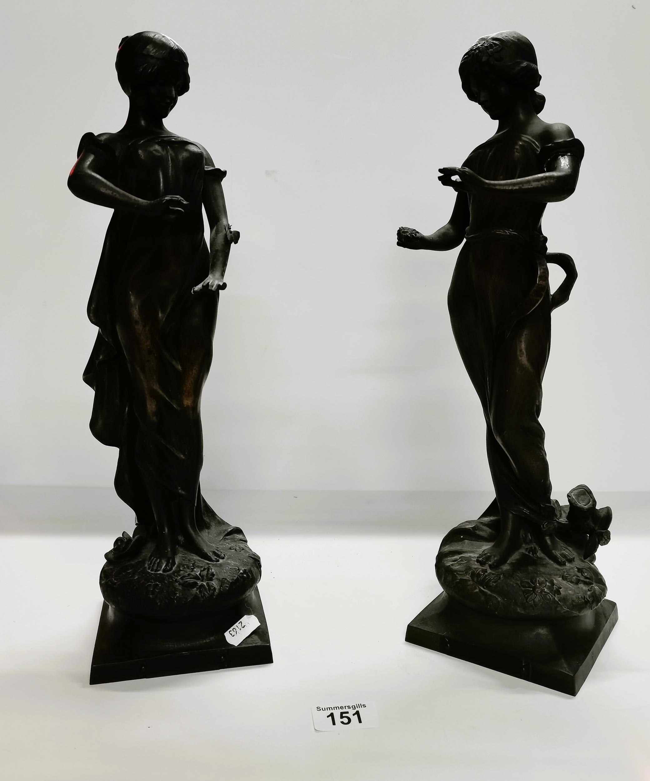 A pair of Spelter figures H43cm - Good condition - Image 2 of 4