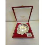 Silver leaf shaped dish in presentation box M.P. Levene Ltd 77grams