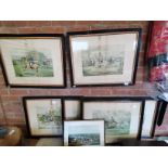 Set of 7 framed Hunting Prints