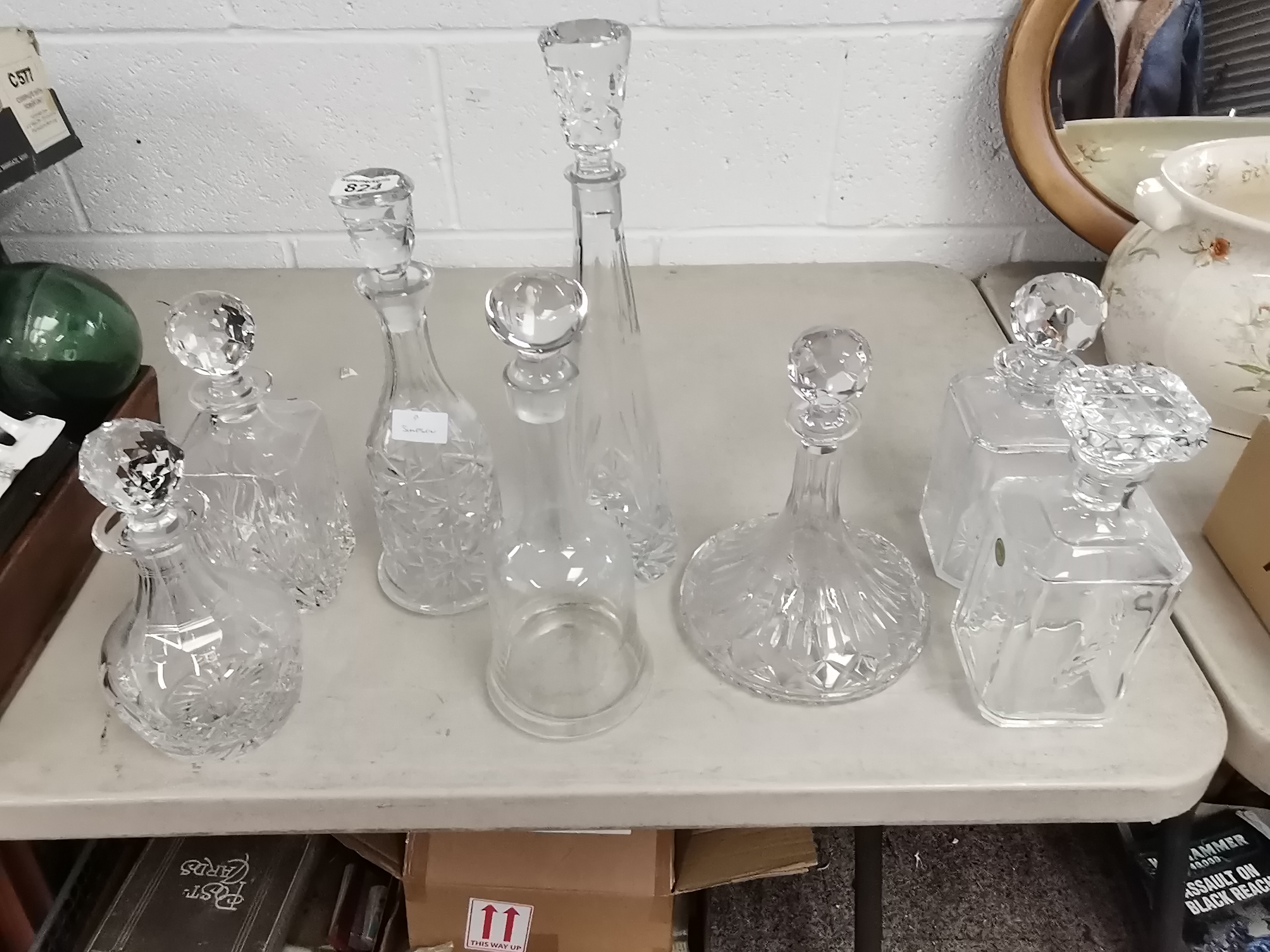 x8 Crystal decanters including ships decanters