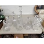 x8 Crystal decanters including ships decanters