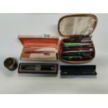 Large collection of pens including Lady Sheaffer fountain pen in box