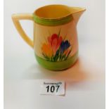 Clarice Cliff (England) 'Crocus Pattern' milk jug H9.5cm - slight chip on edge