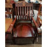 Indian style mahogany chair with brass inlaid decoration