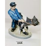 Royal Copenhagen boy with cow figurine