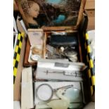 Box of misc. jewellery, pens etc