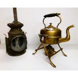 Brass Kettle and Railway lamp