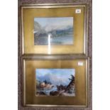 2 Framed Watercolours Mountainous/Lake Scenes