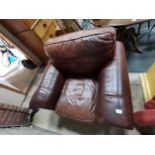 Brown leather armchair