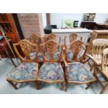 Set of 6 carved oak dining chairs