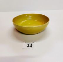 Excellent Quality Chinese 16cm yellow coloured dish with 6 character marks on base ex condition