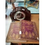 Mantle clock and 2 x illustrated antique books on Yorkshire