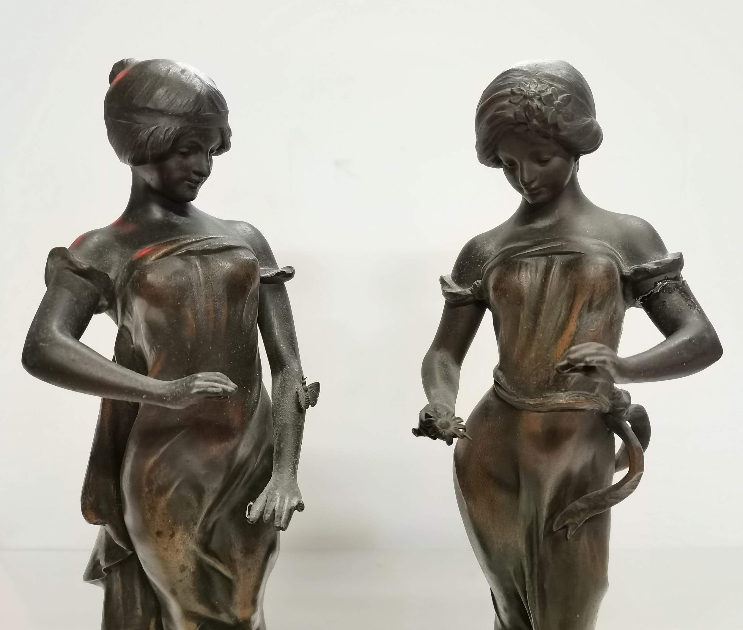 A pair of Spelter figures H43cm - Good condition - Image 4 of 4