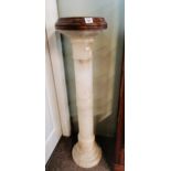 Antique onyx plant stand 1.2m high with mahogany top