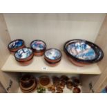 Mediterranean style ceramic bowls - 2 large, 8 sma