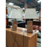 Pair of table lamps with marble effect bases